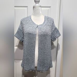 Chico's Ombre Shades of Gray With Silver Metallic Knit Cardigan